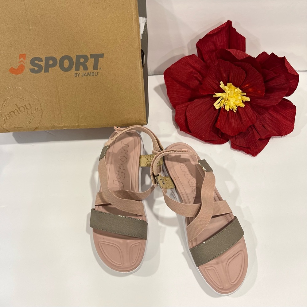 JSport Sunny Blush & Light Taupe Strappy Sandals - Size 9